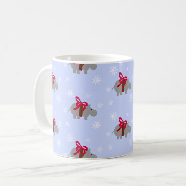 Caneca De Café Férias de Natal do Hipopótamo  (Frente Esquerda)