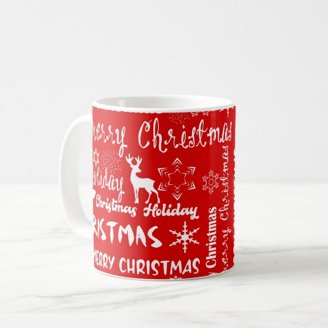 Caneca De Café Férias de Natal, padrão de Natal, inverno (Frente Esquerda)