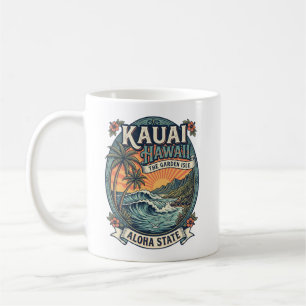 Caneca De Café Férias de Praia Kauai Havaí Viagem Havaiano Aloha