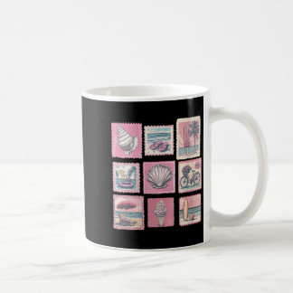Caneca De Café Férias de verão na praia costeira rosa vintage fem