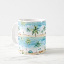 Caneca De Café Férias de Verão Praia Palmeiras -