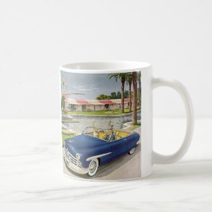 Caneca De Café Férias de verão vintage, carro conversível e motel