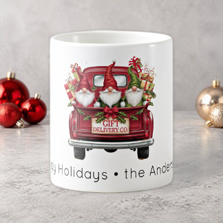 Caneca De Café Férias Felizes Caminhão de Entrega Vermelho Adoráv