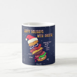 Caneca De Café Férias Felizes com Queijo, Hambúrguer de Natal
