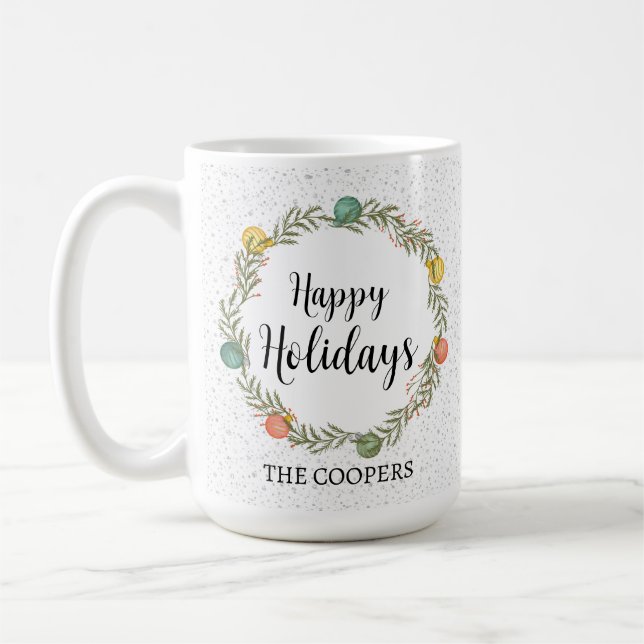Caneca De Café Férias Felizes Férias Festivas Wreath (Esquerda)