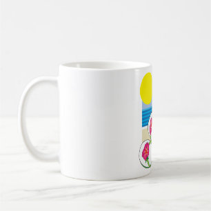 Caneca De Café Férias na Praia Tropical Flores de Coco Chinelos