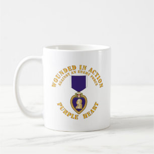 Caneca De Café Ferido em ação - Coração Roxo - Contra o inimigo
