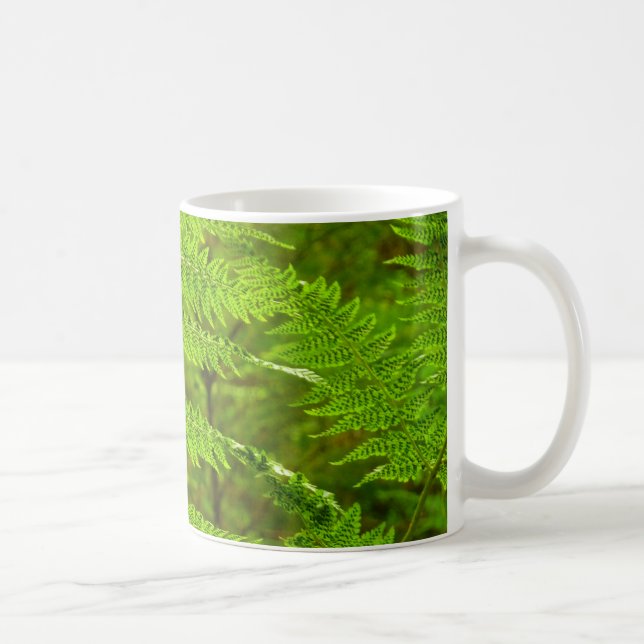 Caneca De Café Fern Fronds III Natureza Verde Botânica (Direita)