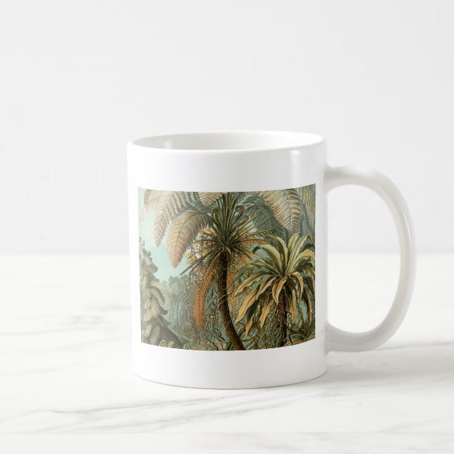 Caneca De Café Ferns Palm Tree Arte Botânica Antica (Direita)