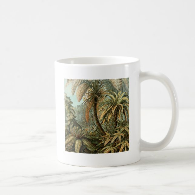 Caneca De Café Ferns Palm Tree Arte Botânica Antica (Direita)
