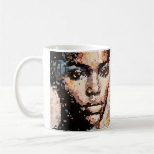 Caneca De Café Férocité Portrait Pixel Art Vibrant