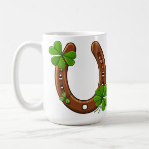 Caneca De Café Ferradura da Sorte Com Trevos de Três Folhas Verde