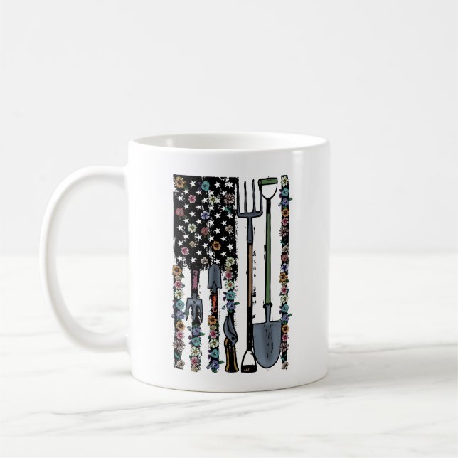 Caneca De Café Ferramentas Arrastar o Jardineiro de Bandeira Amer (Esquerda)