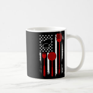 Caneca De Café Ferramentas de Chef Bandeira Americana Restaurante