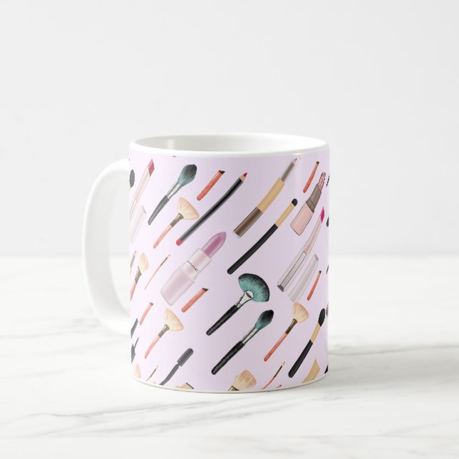Caneca De Café Ferramentas de Maquiagem de Beleza Elegante (Frente Esquerda)