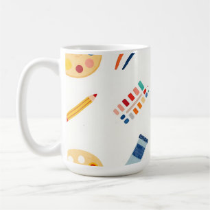 Caneca De Café Ferramentas de Pintura Artística Padrão Fofo Aquar
