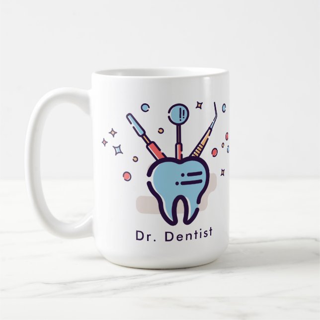 Caneca De Café Ferramentas dentárias e dentes do dentista (Esquerda)