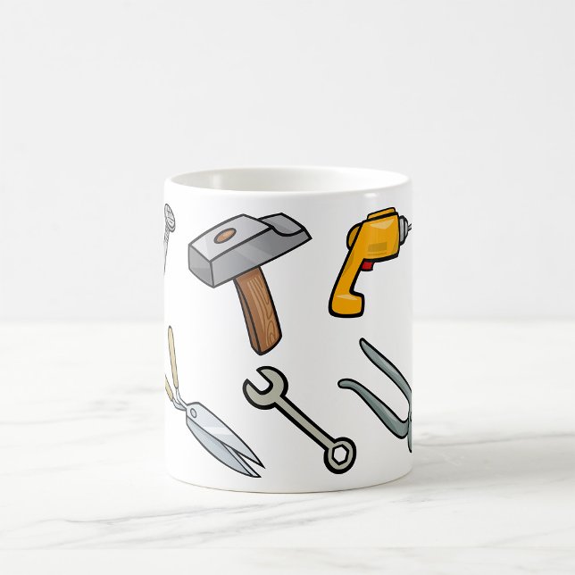 Caneca De Café Ferramentas manuais Martelo Furadeira Prego e Chav (Criador carregado)