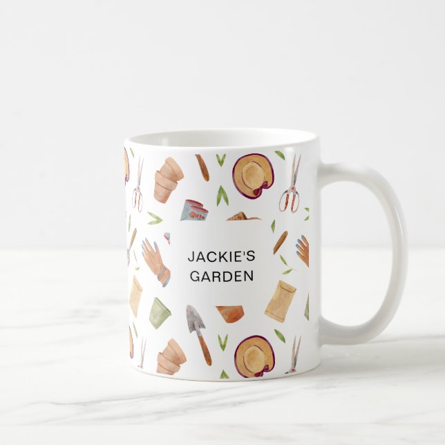 Caneca De Café Ferramentas personalizadas de jardinagem de aquare (Direita)