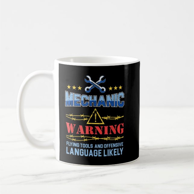 Caneca De Café Ferramentas Voadoras de Mecânico Engraçadas para H (Esquerda)