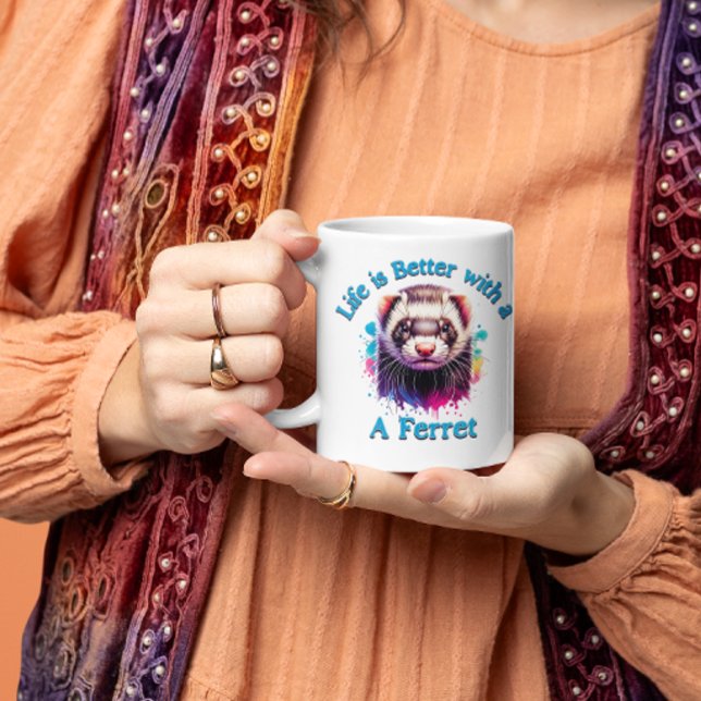 Caneca De Café Ferret Lover Coffee amante Ferret Mãe Pai (Criador carregado)