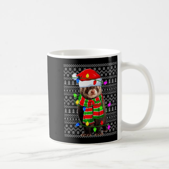 Caneca De Café Ferret Ugly Xmas Lighting Santa Ferret Christmas  (Direita)