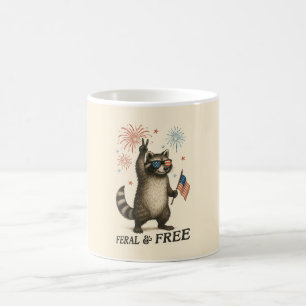 Caneca De Café Férrimo Mas Livre Fogos De Artifício Feral Raccoon