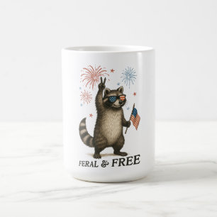 Caneca De Café Férrimo Mas Livre Fogos De Artifício Feral Raccoon