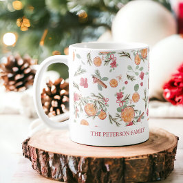 Caneca De Café FEST Orange Pine floral Watercolor Foliday