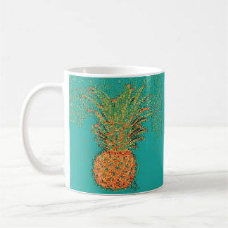 Caneca De Café Festa Abacaxi-Abacaxi Abstrato em Brilho