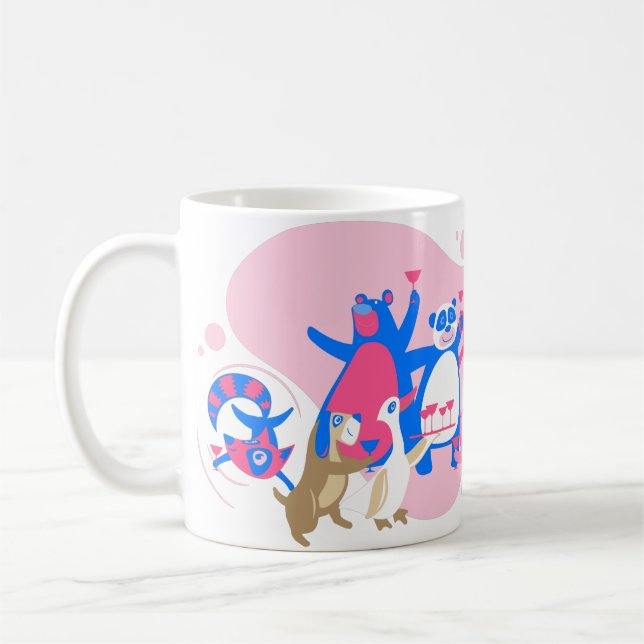 Caneca De Café festa animal kawaii selfie engraçado (Esquerda)