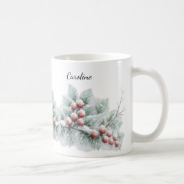 Caneca De Café Festa Botânica de Inverno com Geleira e Pinheiro