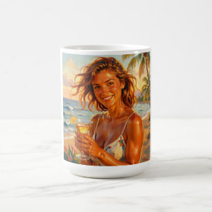 Caneca De Café Festa com Brilho de Praia, Bronzeada e Alegria Art