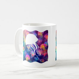 Caneca De Café Festa Como uma Silhueta de Água-Viva Personalizáve
