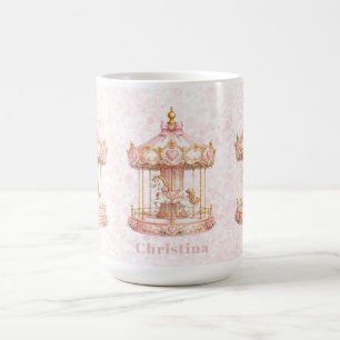 Caneca De Café Festa de Aniversário da Princesa do Carrusel Rosa