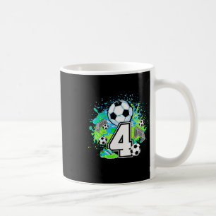 Caneca De Café Festa de Aniversário de Futebol de 4 anos para Cri