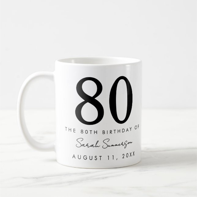 Caneca De Café Festa de Aniversário de Oitenta 80 Anos (Esquerda)