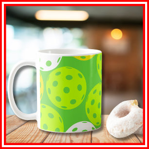 Caneca De Café Festa de Aniversário de Pickleball Esportes Verde