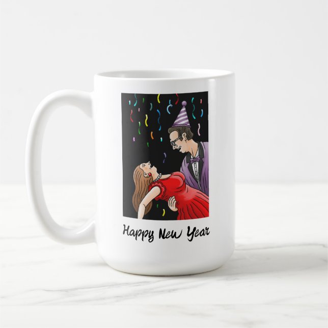 Caneca De Café Festa de Ano Novo com Confetes (Esquerda)