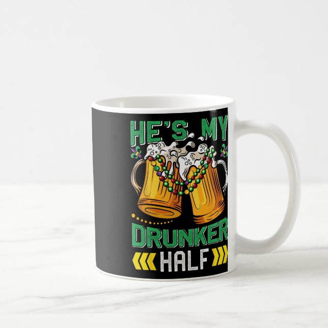Caneca De Café Festa de Carnaval Ele é a minha meia-mulher bêbada (Direita)
