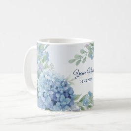 Caneca De Café Festa de Casamento com Moldura de Folhas Verdes Fl
