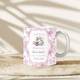Caneca De Café Festa de Chá de Noiva com Flores Silvestres Rosa F