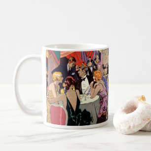 Caneca De Café Festa de Cocktail Art Déco Vintage em Boate Noturn