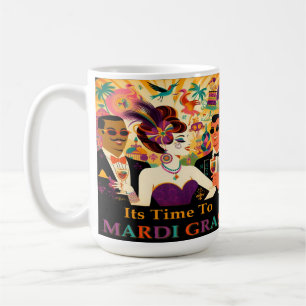 Caneca De Café Festa de Cocktail Mardi Gras Meados do Século