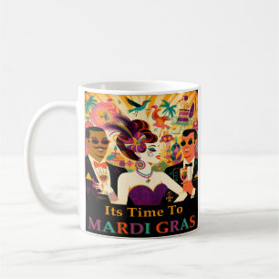 Caneca De Café Festa de Cocktail Mardi Gras Retro Meados do Sécul
