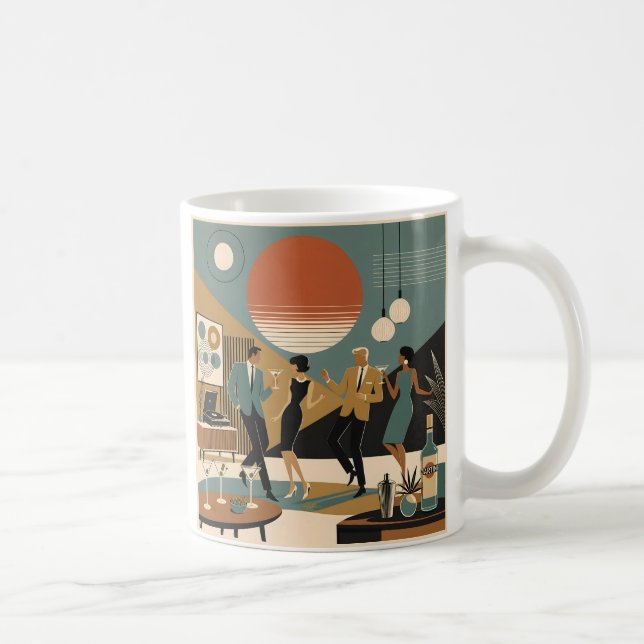 Caneca De Café Festa de Dança Martini Vibes do Meio do Século da  (Direita)