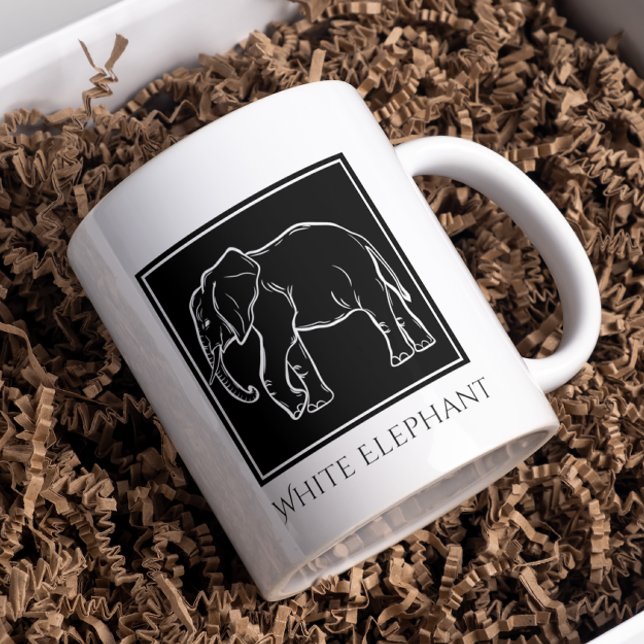 Caneca De Café Festa de Elefante Branco - Presente de Feriado Eng (White Elephant Gift - Easy and Funny for odic holidayer family party.)