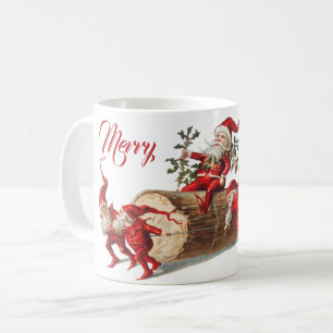 Caneca De Café Festa de Férias Vintage Red Christmas Elves