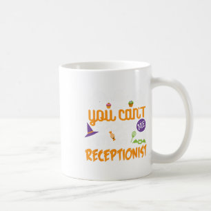 Caneca De Café Festa de Figurino de Halloween Recepcionista não c