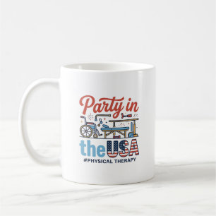 Caneca De Café Festa de Fisioterapia nos EUA Camiseta Vintage_